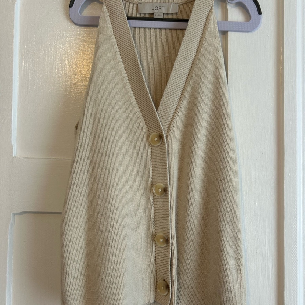 LOFT Women's Beige V-Neck Sweater Vest